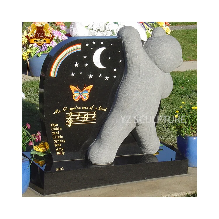 Wholesale Custom Granite Cartoon Headstone Marble Teddy Bear Headstone Stone Granite Tombstones And Monuments For Babies