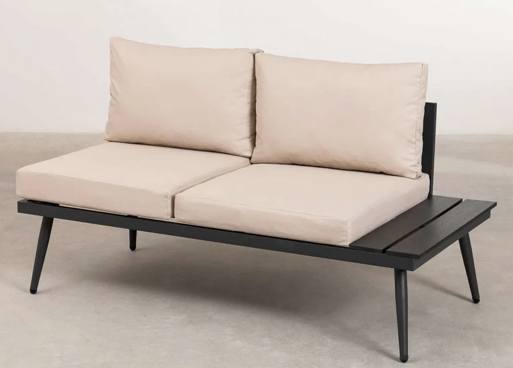 Modern 4-Piece Small Garden Corner Sofa Set with Aluminum Sectional Furniture & Side Table for Living RoAom Hotel Outdoor Use
