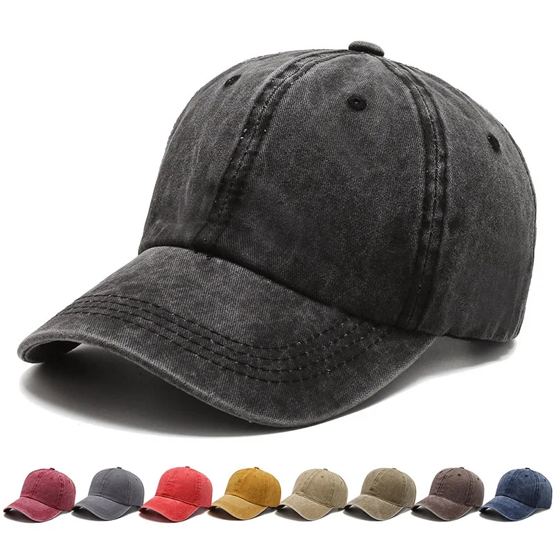 Wholesale Unisex Vintage Cotton Adjustable Dad Hat Distressed Blank Washed Baseball Cap