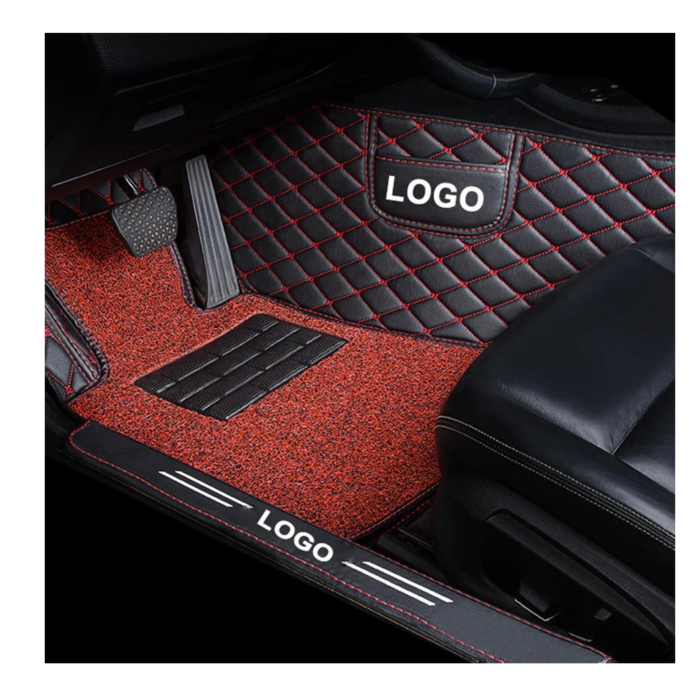 Muchkey Automotive Interior Car Foot Mat 5D Luxury Leather Wire Loop Car Mats Double Layer Car Floor Mats
