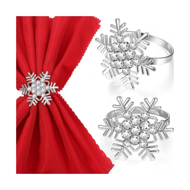 Sliver Snowflake Christmas Napkin Rings for Dinning Table Setting Rustic Dinner Setting Decoration Wedding Receptions Christmas