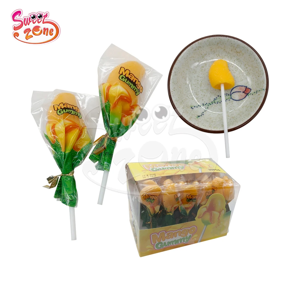 Wholesale custom Hot Selling Mango flavor Gummy Soft Jelly lollipop Candy