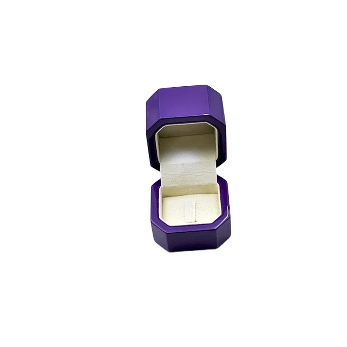 High Quality Unique Octagon Shape Wooden Ring Box New Arrival Watch Jewelry Packing Case with Velvet Tray and LED Light