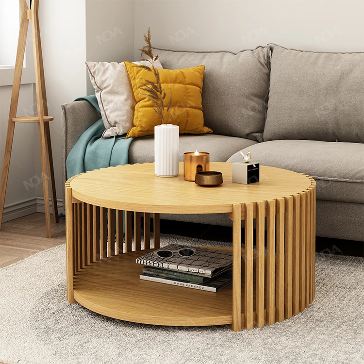 New Luka Series Modern Style Round Solid Wood Coffee Tea Table for Home Living Room Furniture Leisure Central End Shelf