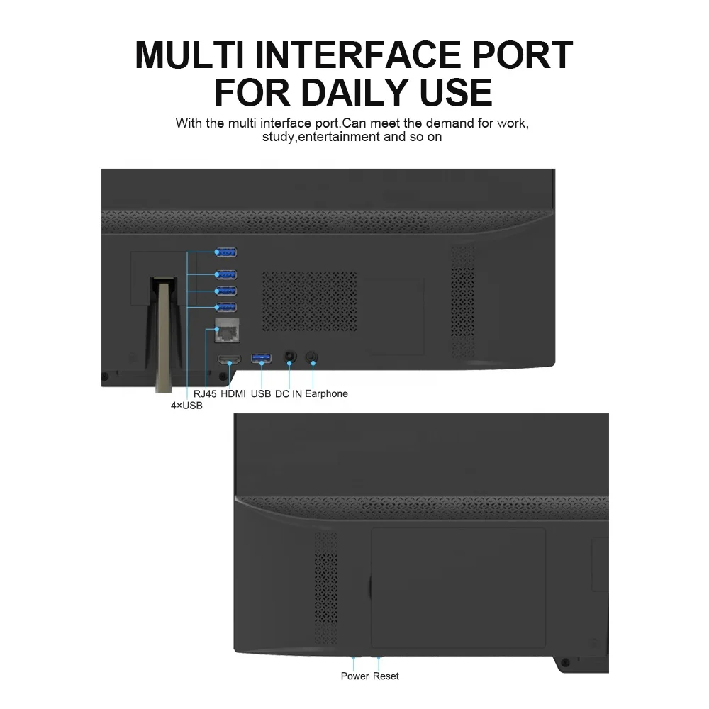 All In One PC 23.8Inch 1920x1080 FHD 4GB DDR4+64GB EMMC Gemini Lake N4120 Win11 Desktop Computer With 2MP Camera RJ45