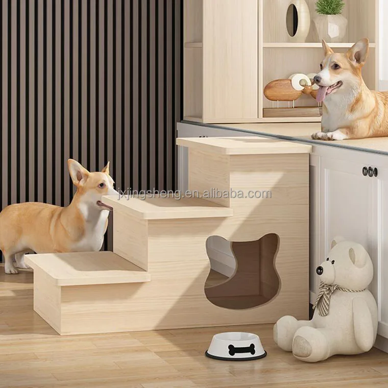 Easy Pet Stairs / Pet Ramp / Pet Ladder Durable Dog Ramp For High Beds Wooden Cat Ramp Stairs Steps