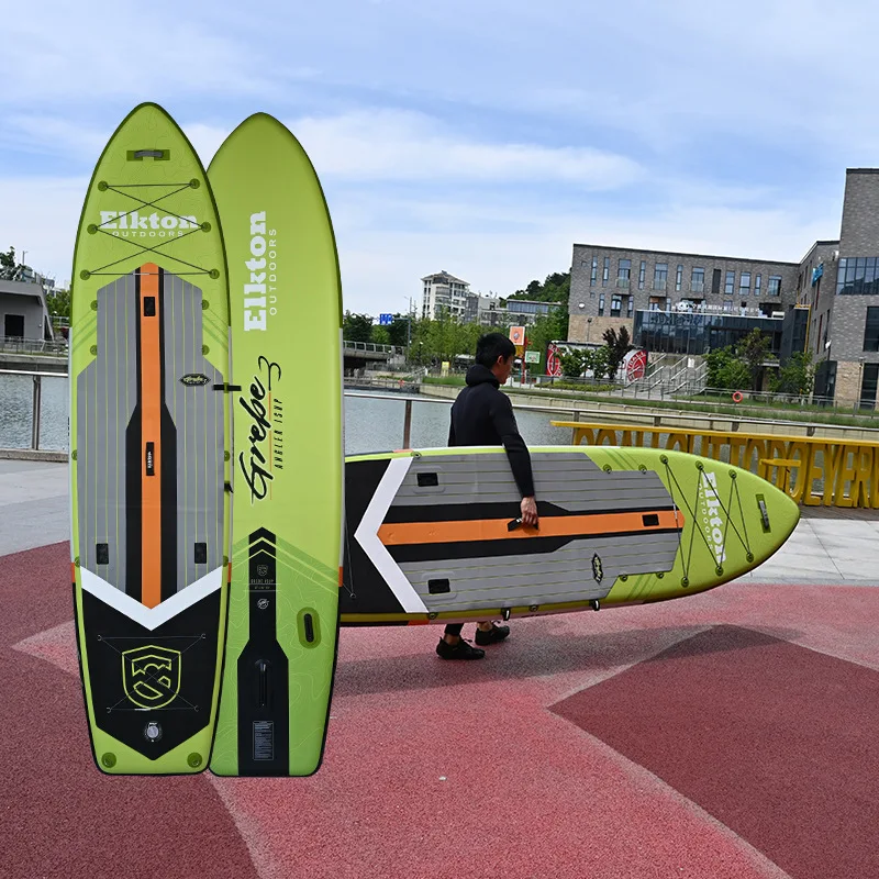 Inflatable Racing Paddle Board Surfboard Multi-Purpose Standing and Fishing Board for Ocean Waters Comes with Pump Accessory