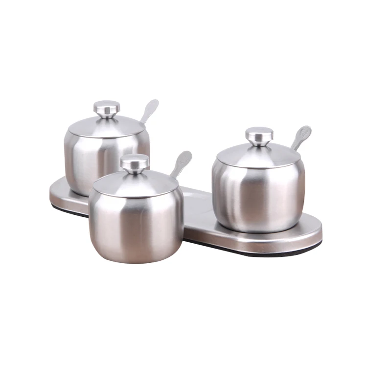Kitchen 304 Stainless Steel Spice Jar Condiment Containers Set