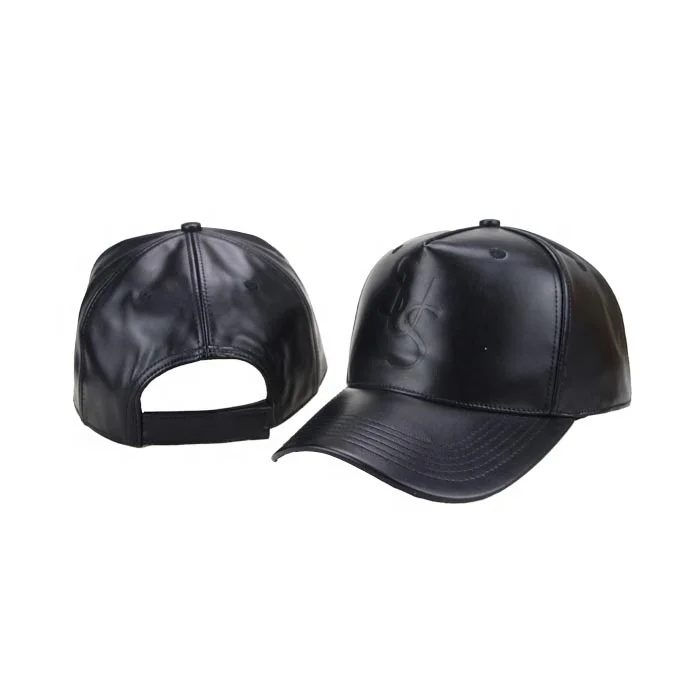 Black Leather Baseball Cap Sports Cap Hat Custom Kids Plain 5-panel Hat Unisex Character Embossed Babies COMMON