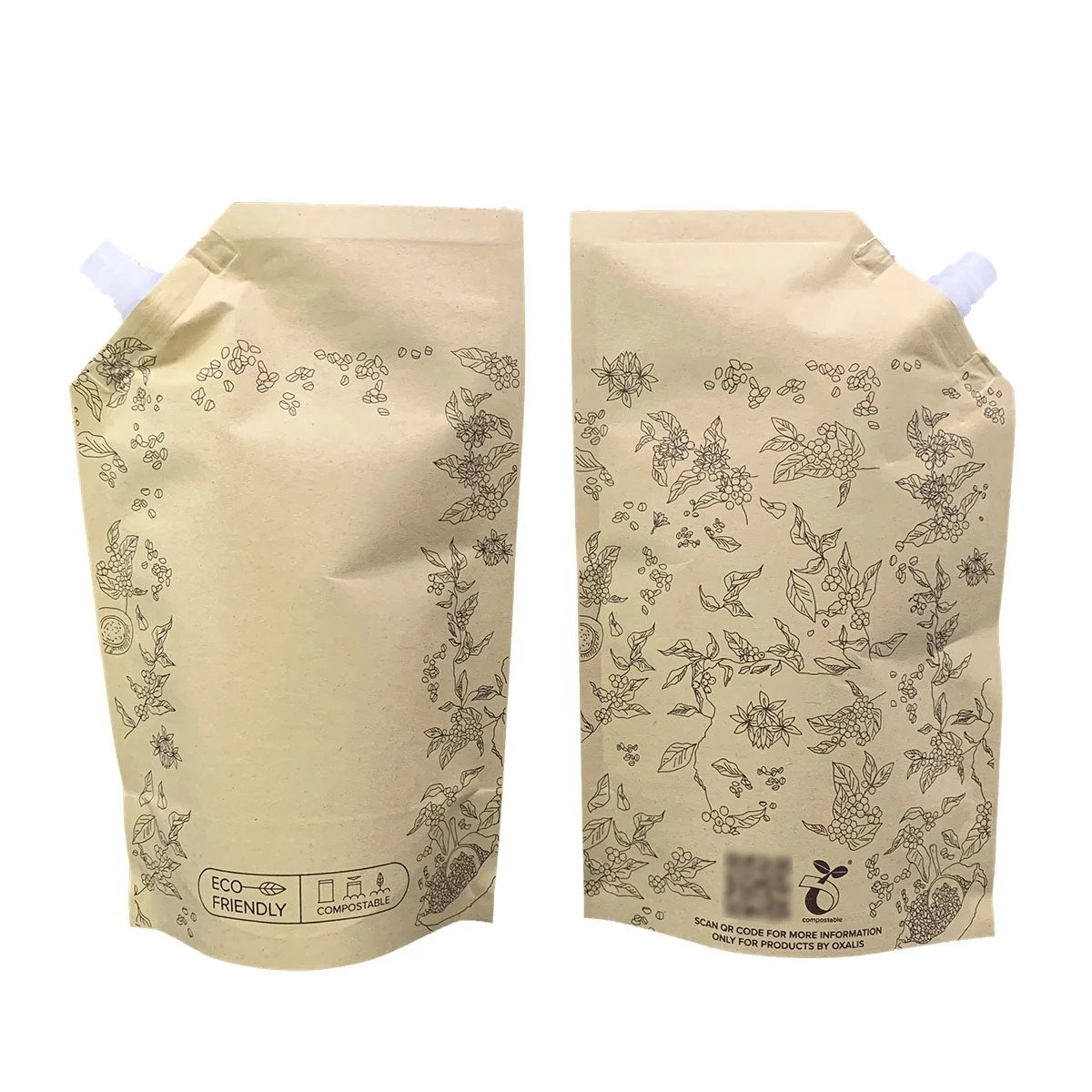 Biodegradable Recyclable WaterJuice Body Oil Hair Dye Packaging Spout Pouch Bag for Liquid