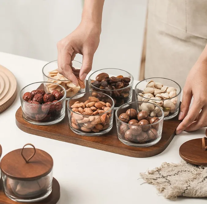 Fruit tray home snack placement living room compartment dried fruit tray tea room glass bowl snack tray