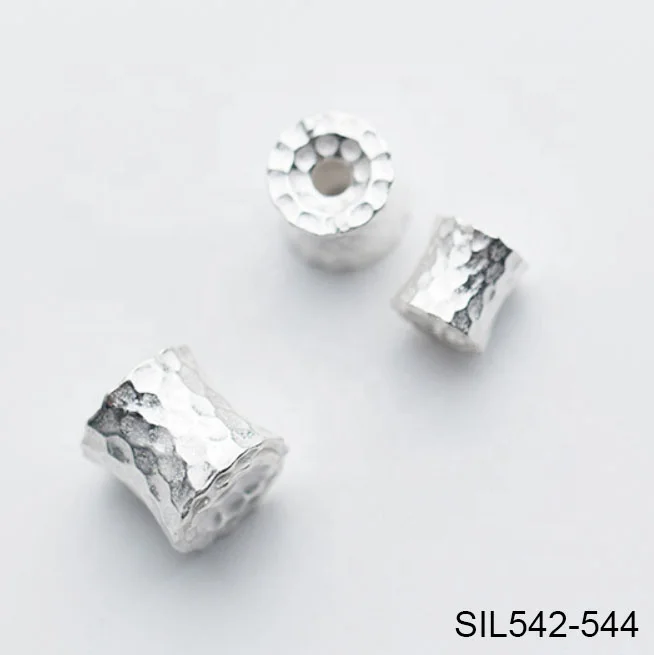 S925 Sterling Silver Hill Tribe Silver Faceted Drum Shape Bead SIL542 543 544