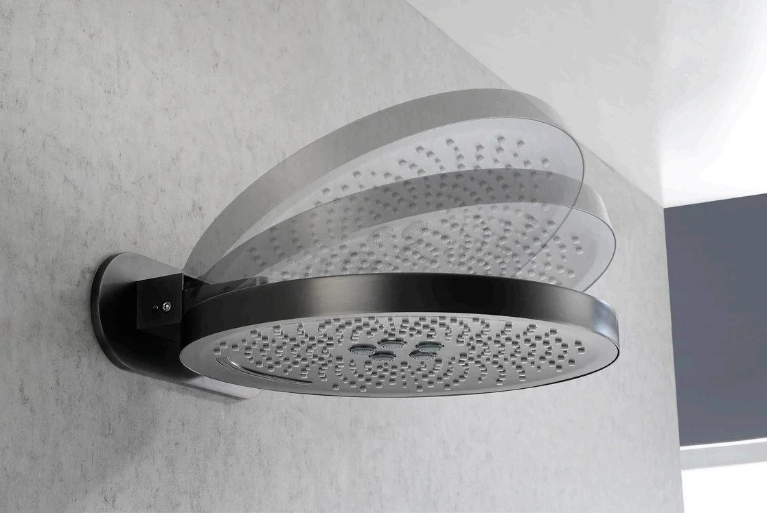 Contemporary design Customizable gun grey brushed top shower with single function and brass top  shower to save water