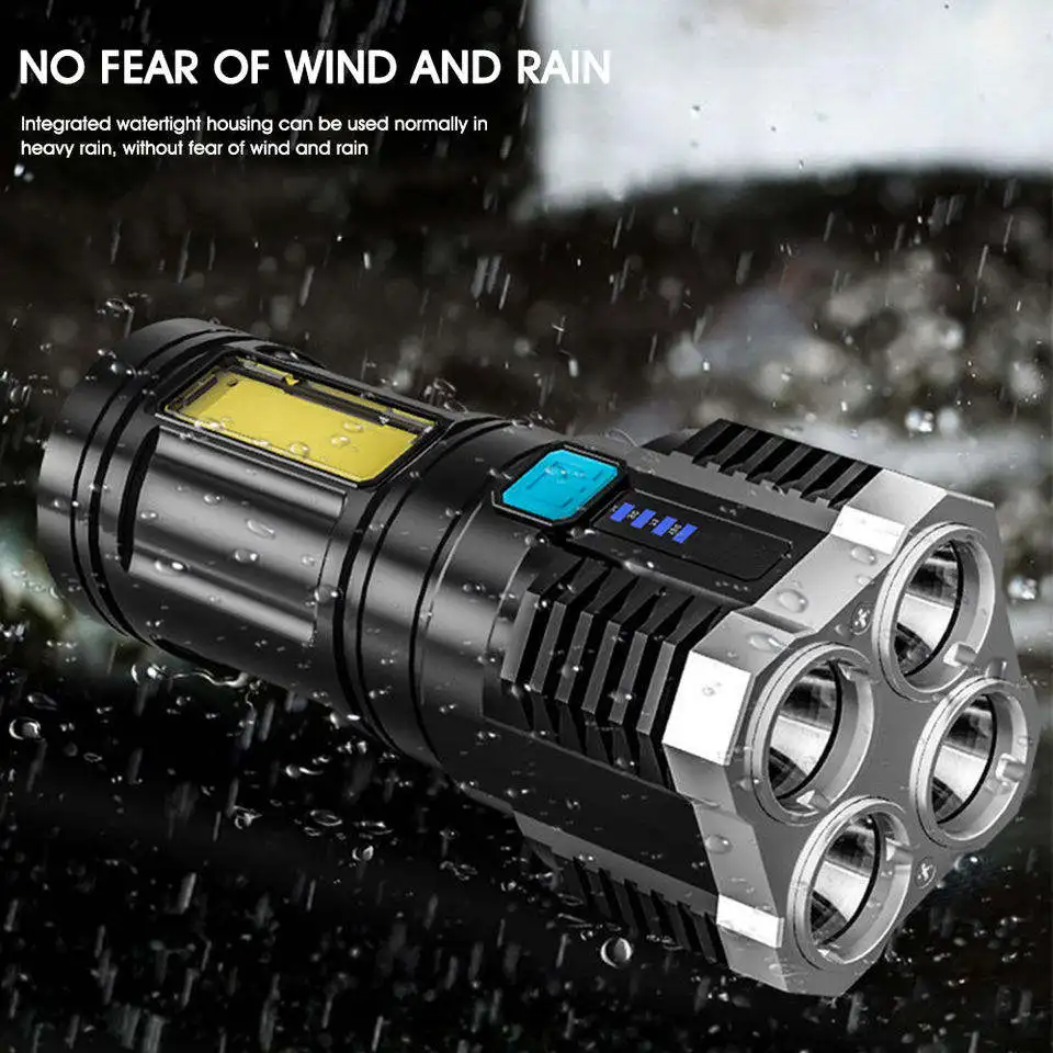 2023 Newnest Ultra-Bright ABS Waterproof LED Flashlight USB Rechargeable with Lithium Ion Battery Side Lighting for Camping