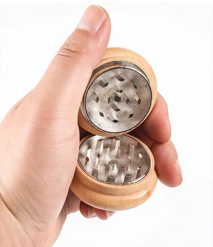 wholesale 2 parts natural wood tobacco grinder 55mm wooden herb grinder wood