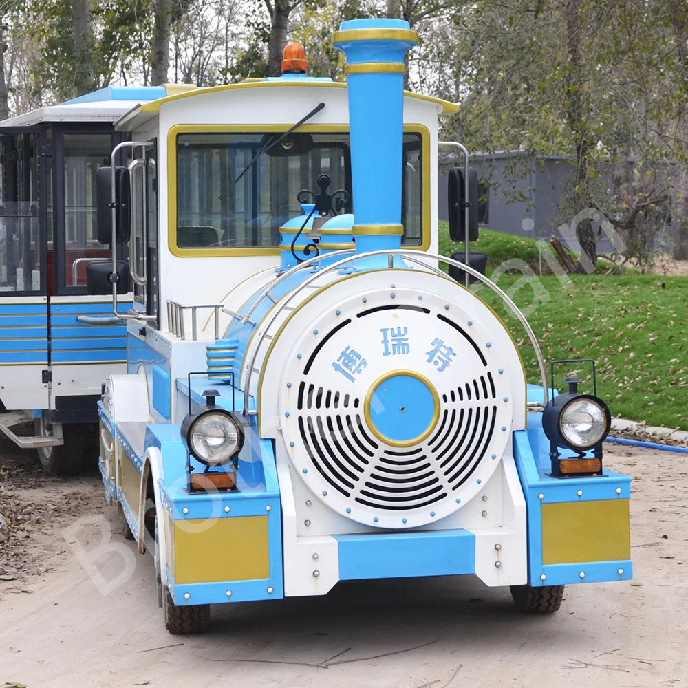Outdoor Adults Sightseeing Passenger Steam Locomotive Attraction Electric Tourist Road Tour Trackless Train For Sale