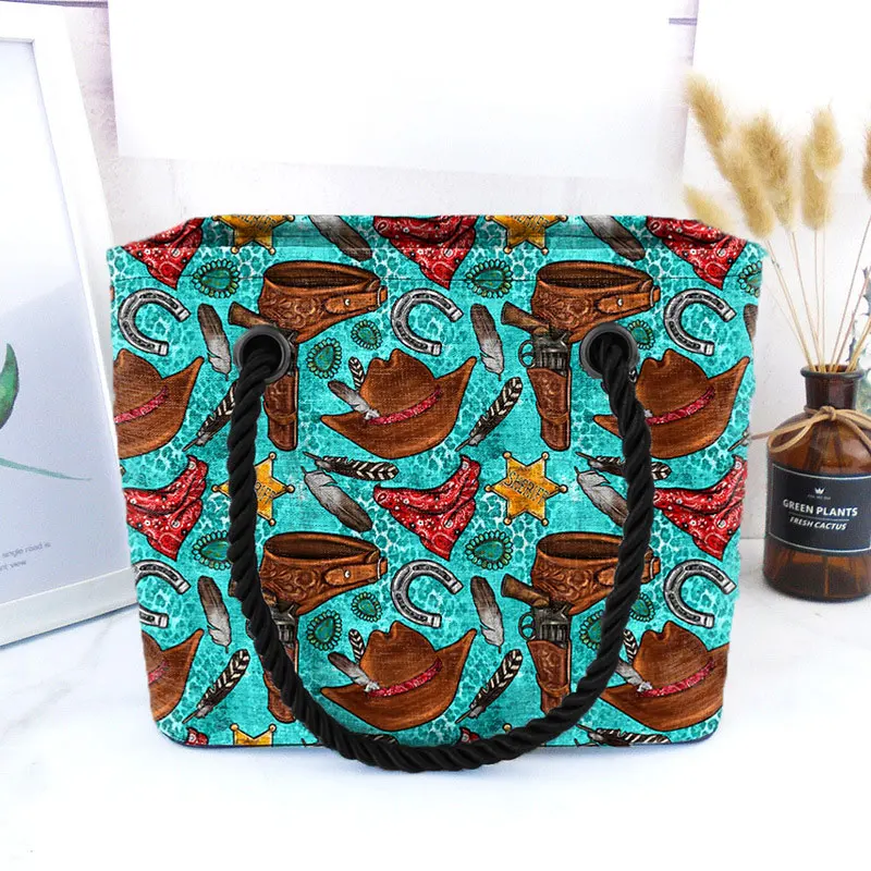 Boutique Quality Western Saddle Sunflower Leopard Turquoise Travel Wash Toiletry Hanging Bag Totes