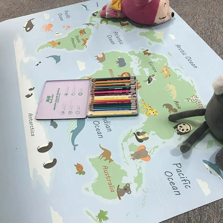 Hot Selling Easily Clean Washable Multi-Purpose UV Printing Vegan Leather Waterproof Baby Floor Mat High Chair Rug Splat Ma