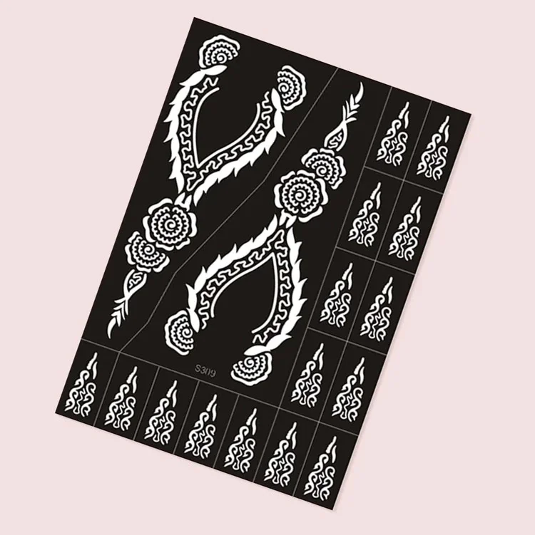 Factory Free Samples Manufacture Best Selling Custom Design Reusable Henna Tattoo Stencil