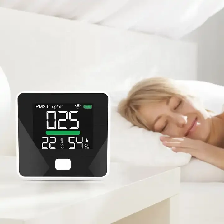 3 в 1 Wi-Fi PM2.5 монитор температуры и влажности 1600 мАч перезаряжаемый Настольный детектор качества воздуха светодиодный метр