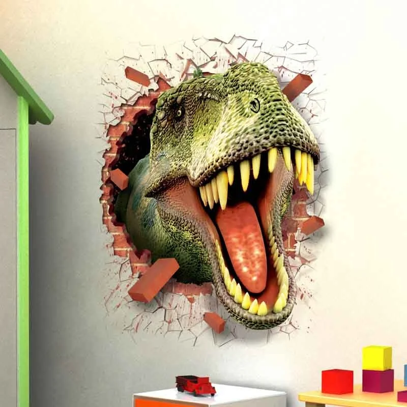 Wholesale Dinosaur Design Eco-frindly Removable Adhesive PVC Kids Home Decor 3D Wall Sticker