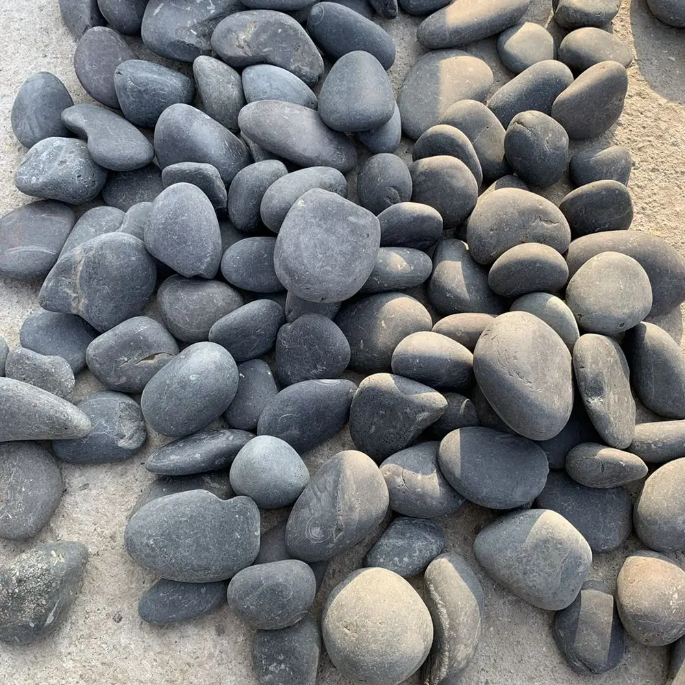 High quality factory cheap garden decoration honed tumble white washed cobble pebble stones grey for sale
