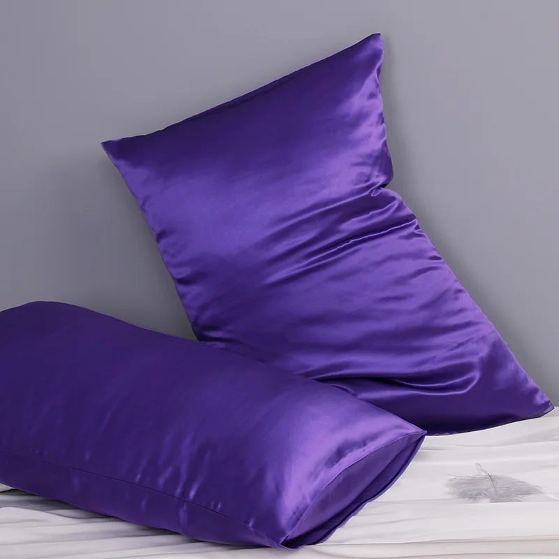 100% mulberry silk Pillow Cover Case Zipper Solid Color Luxury Standard Queen Body Size Pillow Cushion Cover SIPEIEN violet