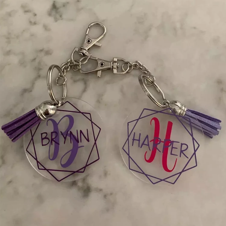 Custom Plastic Keychain Translucent Colored Edge Cartoon Anime Custom Acrylic Keychain With Tassel