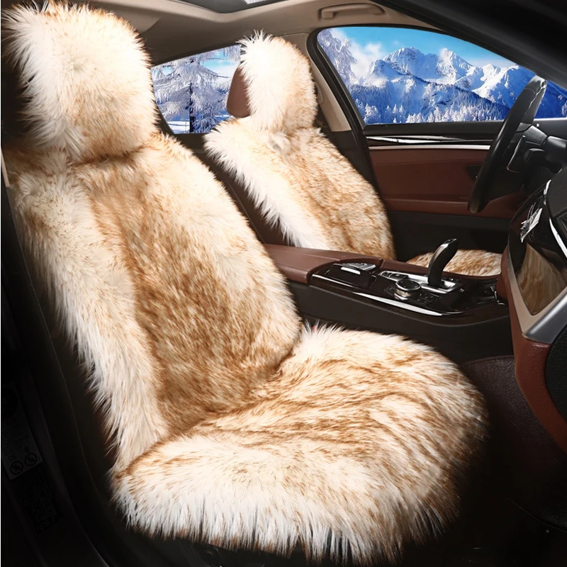 Automotive Fundas Para Asientos De Coche Full Sets Winter Warm Design Luxury Plush Natural Wool Fur Car Seat Cover
