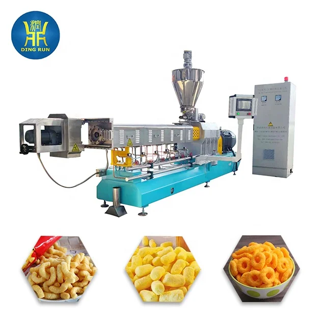 continuous line for making corn snack cheese balls making equipment corn flour expanded cheese puffs snack production machine