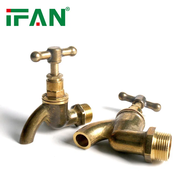IFAN Factory Forged Copper Bib Cock Outdoor Brass Water Tap Garden Gold Color Faucet