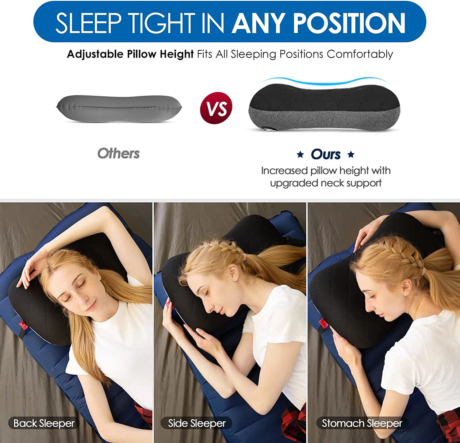 Inflatable Camping Pillow Ultralight Backpacking Camp Travel Pillow Compact Blow Up Sleeping Bag PillowAir Inflatable Pillow
