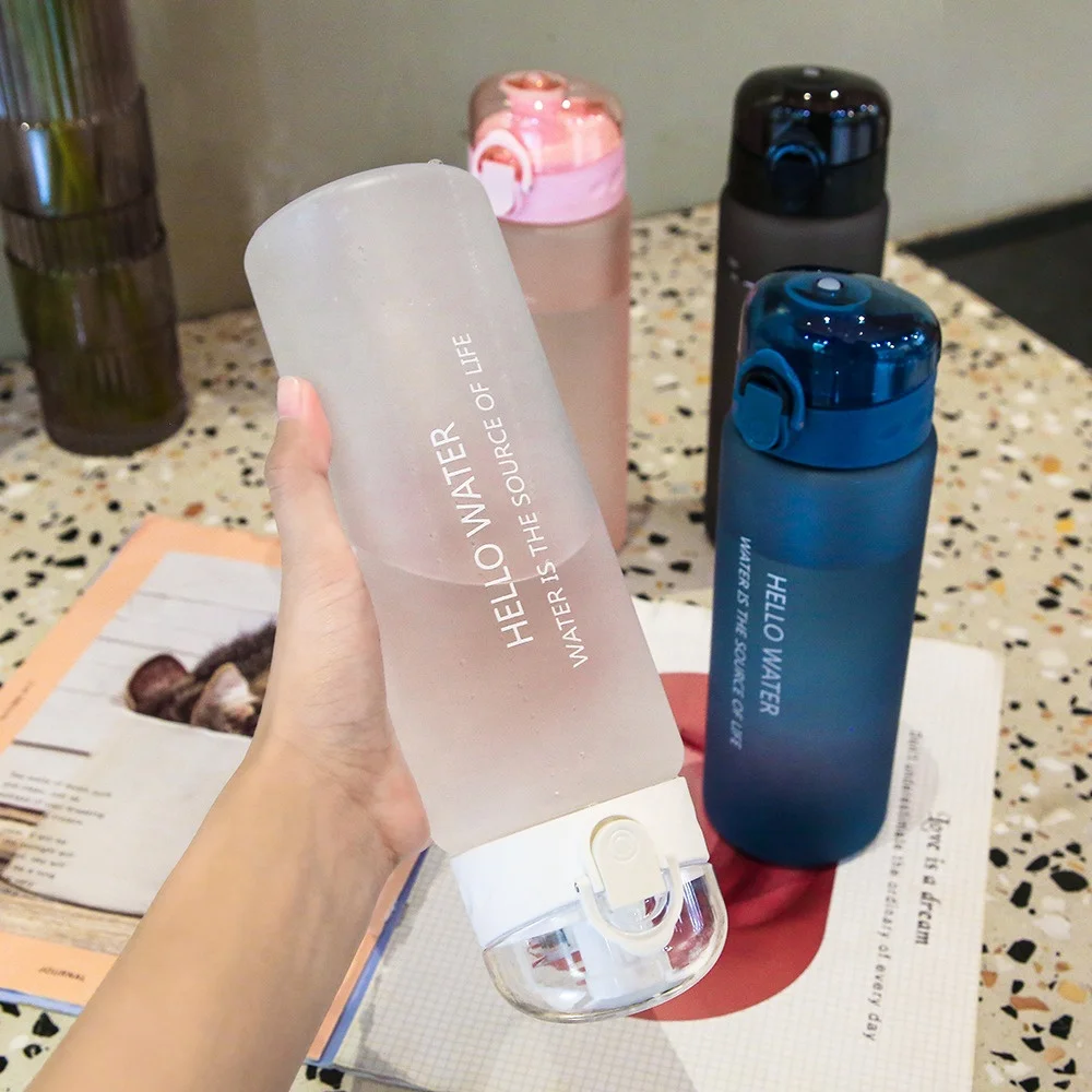 780ml Plastic Sports Water Bottle Leak-proof Tea Coffee Transparent Cup Motivational Workout Waterbottle