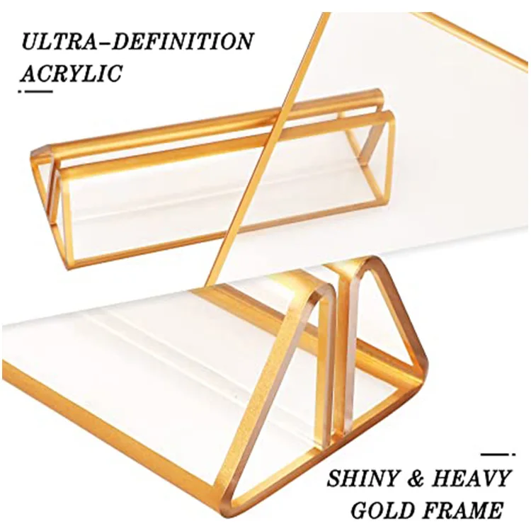 Clear a3 a4 a5 a6  acrylic sign holder menu holder acrylic menu display stand table wedding sign holder with Gold Borders