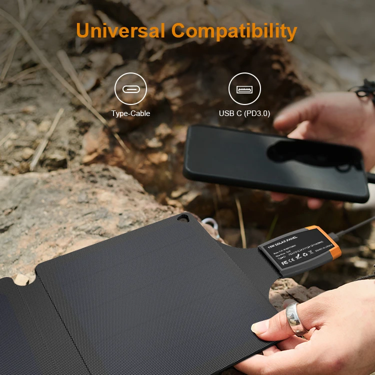IP67 Waterproof 15-56W USB Type-C PD QC Fast Charging SunPower Cell Outdoor Portable Foldable Solar Panel Phone Tablet Powerbank