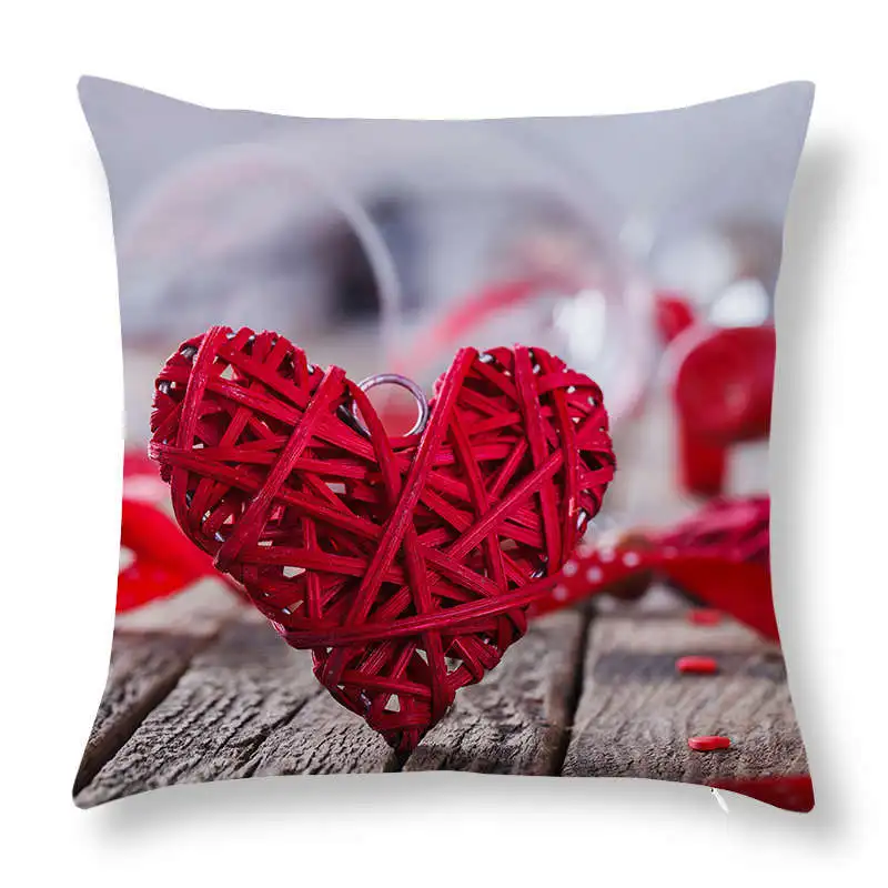custom festival Valentines Day Gift LOVER Sweet Heart Printed throw Cushion Covers luxury cotton polyester Couch pillowcase