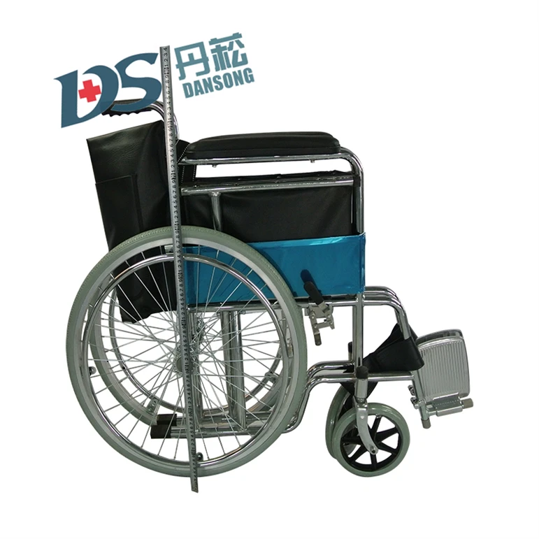 PVC front wheel 24inch spoked wheel chromed wheelchair for disabled