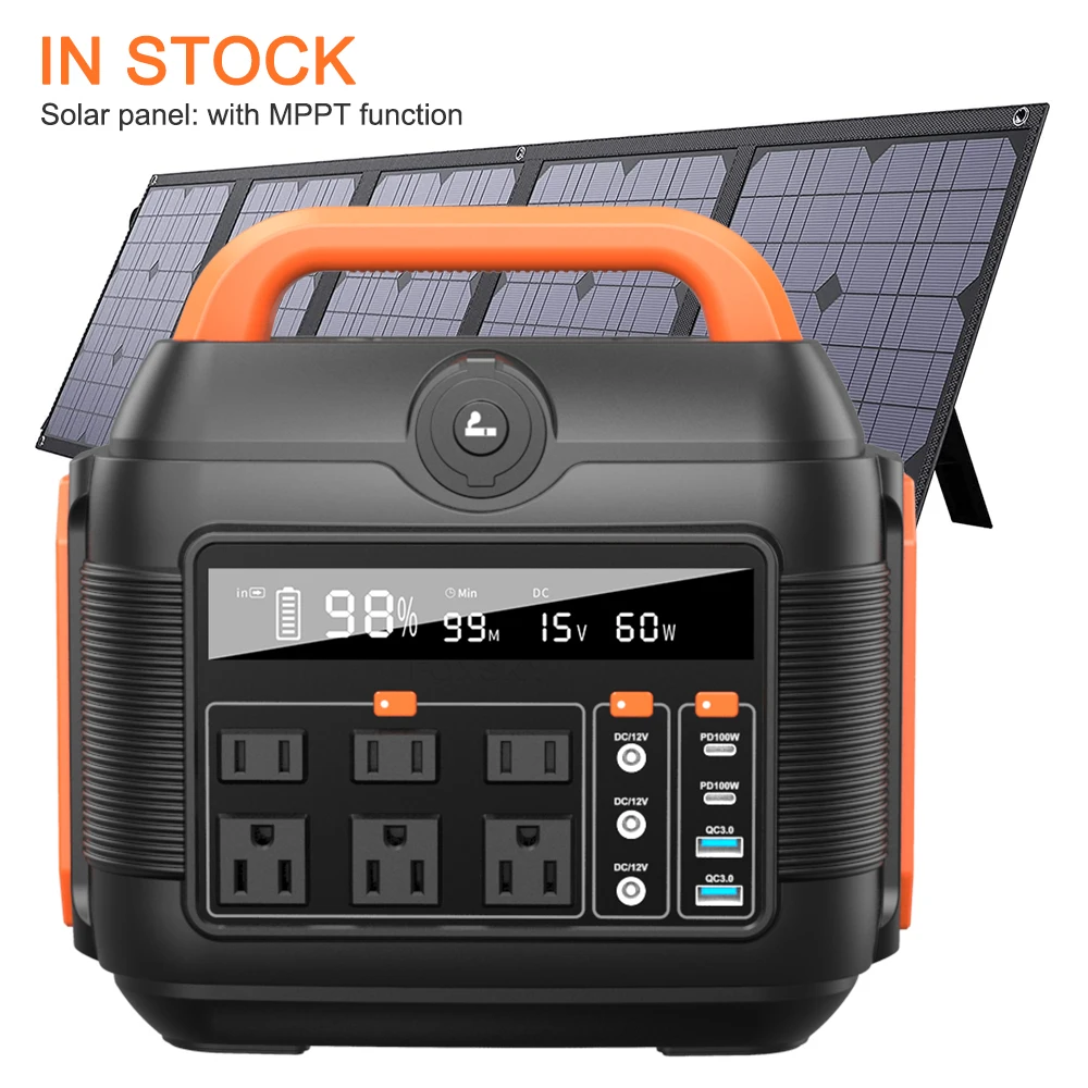 hot selling Portable Power Generator 600w solar portable power station with panel Solar Portable Energy for Outdoor Camping