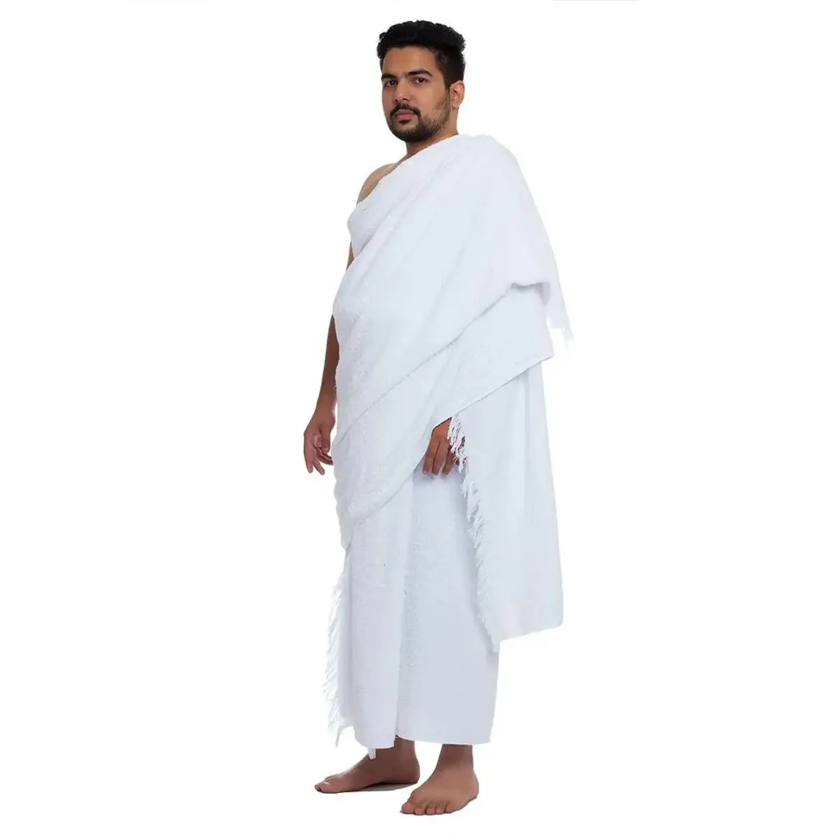 Custom logo Muslim hajj ihram towel clothes ihram towels for hajj and umrah White 100% polyester microfiber