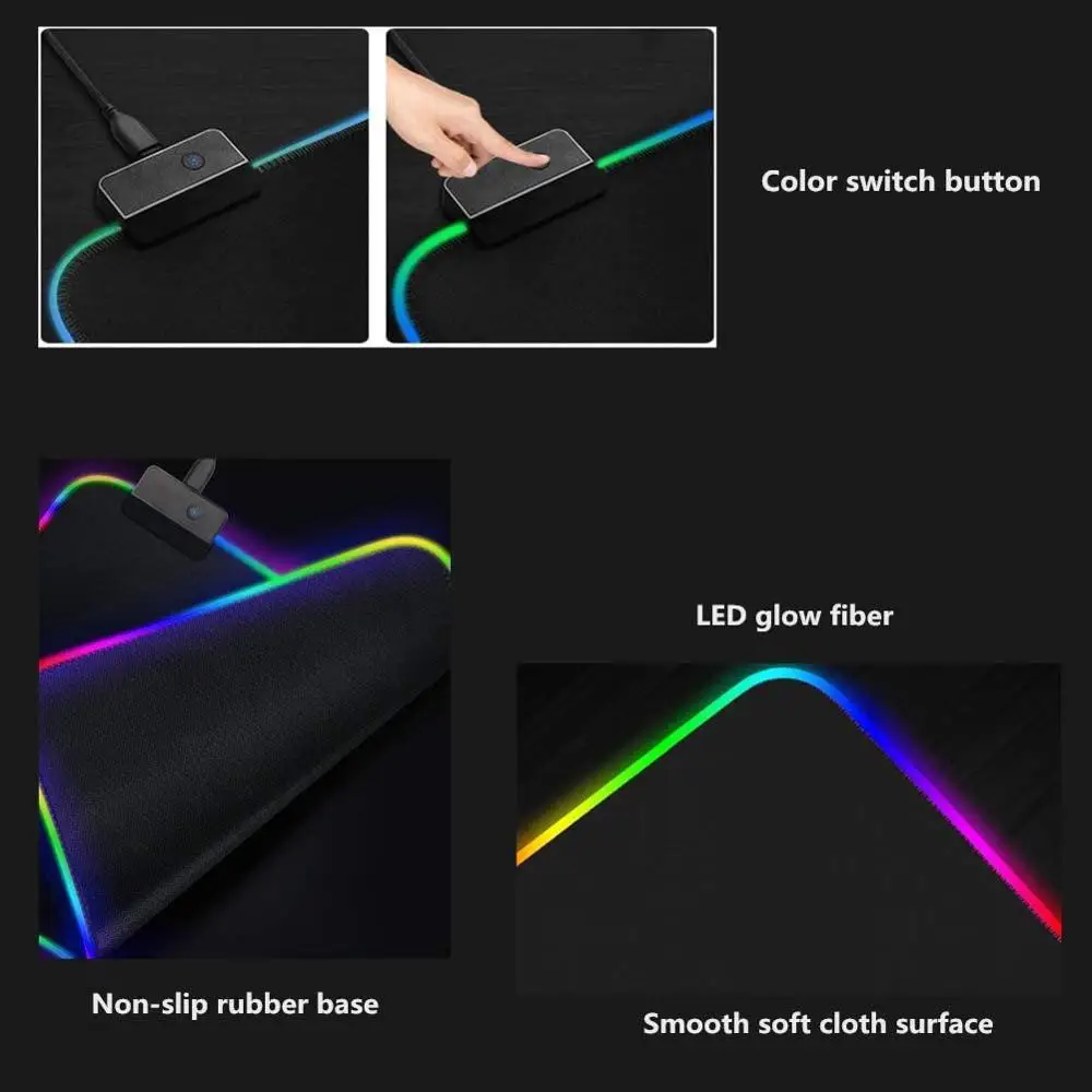 Custom design luminous Rubber base game mat Flat mouse pad RGB Mouse Pad Gaming RGB mousepad