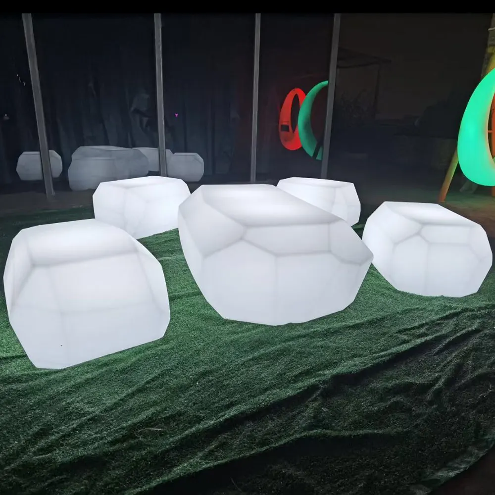 New design Remote illuminated led plastic stone stool glow light garden beach seating outdoor plastic patio led seat