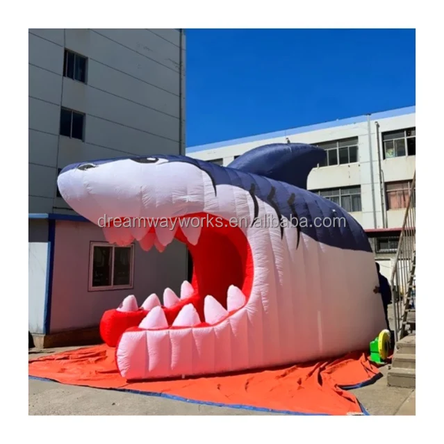 2024 Hot sale inflatable shark tunnel, inflatable shark tunnel entrance for football events