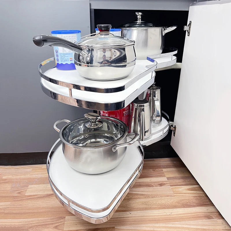 Kitchen Storage accessories magic corner Basket Chrome magic corner kitchen Revolving Basket Swing Trays