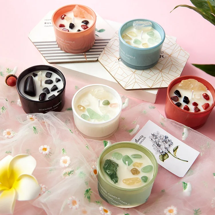 Aromatherapy Candle Dry Flower Crystal Stone Soybean Wax Fragrance Candle Fragrance Candle Birthday