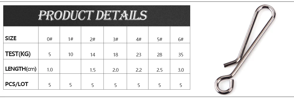 FTK L-022 Wholesale Factory Direct Ready Ship Fishing Hanging Snap Hanging Fish Stainless Steel Fishing Snaps Fishing