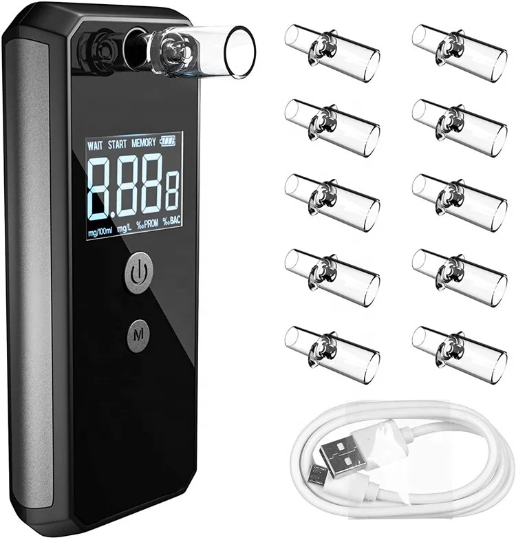 Portable Breathalyzer Fuel Cell Alcohol Breath Tester High Accurate Alcohol Detector