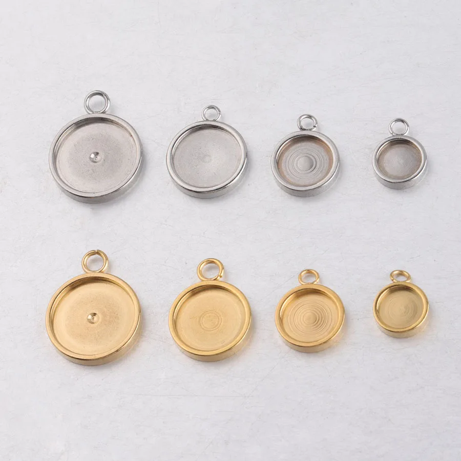 Stainless Steel Oval Round Square Pendant Cabochon Base Setting Tray Blank Charms for Jewelry Making Supplies Wholesale