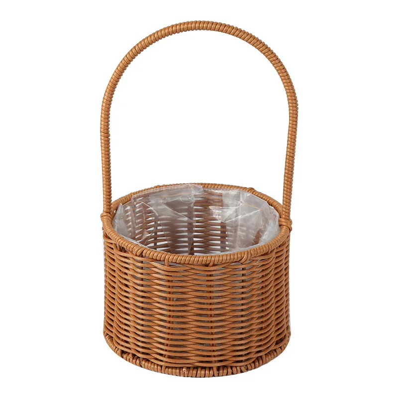 2023 new style Handmade Natural Material Woven Rattan flower basket for Home Wedding Decoration