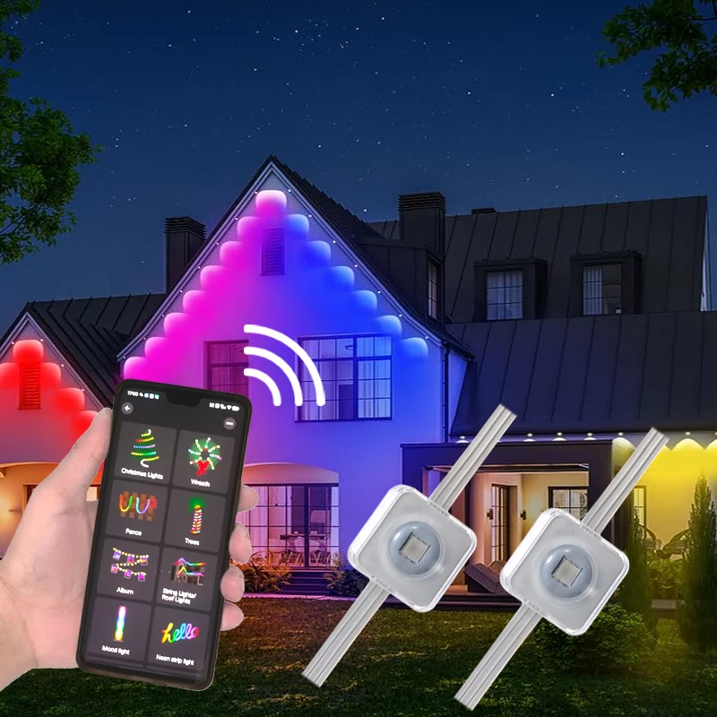 Permanent Christmas Lighting Ip68 Smart Wifi Controller House Exterior Led Lights Pixel Permanent Outdoor Holiday Lights