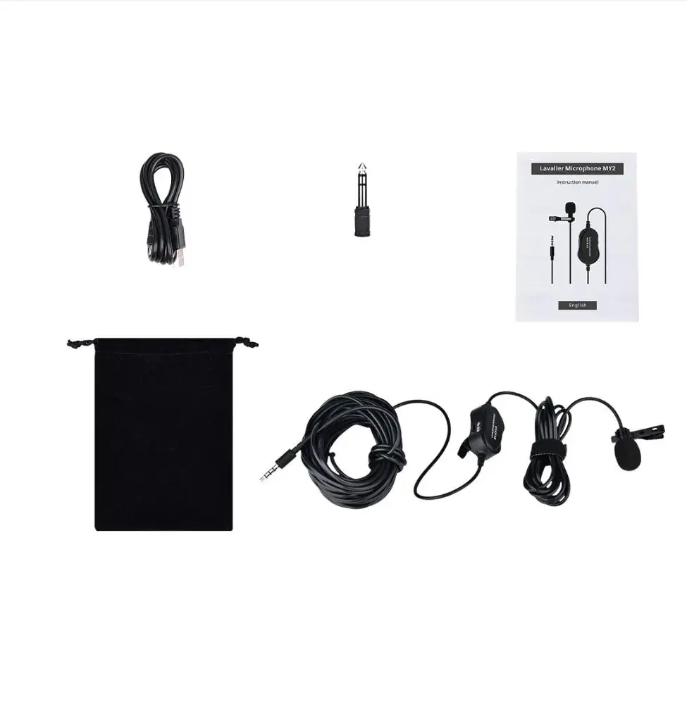 With 6M Cord for Smartphone Video and DSLR Cameras Collar Microphone Mini Lapel Clip Lavalier Interview Microphone